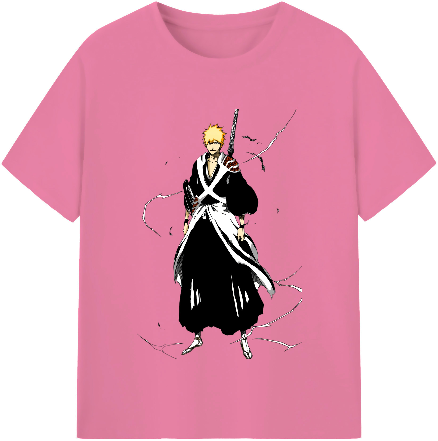 （画像用） ブリーチ 黒崎一護（くろさき いちご）BLEACH Kurosaki Ichigo 綿100％半袖Tシャツ（フロントプリント）